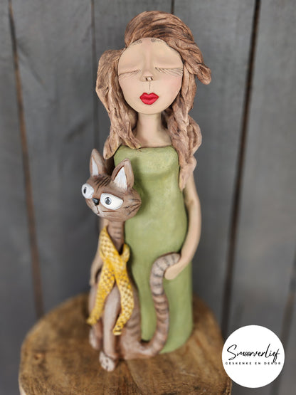 Pottery pop met kat