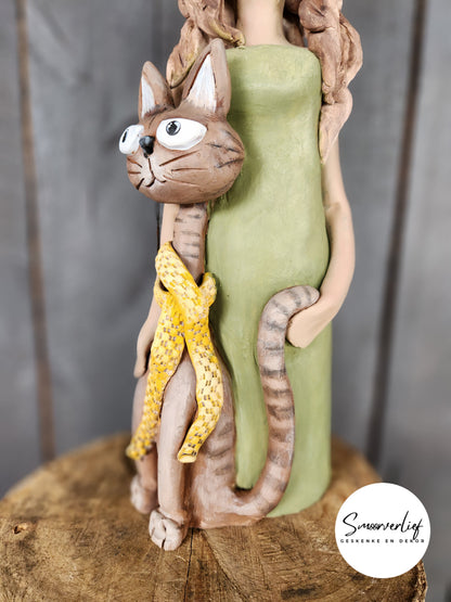 Pottery pop met kat