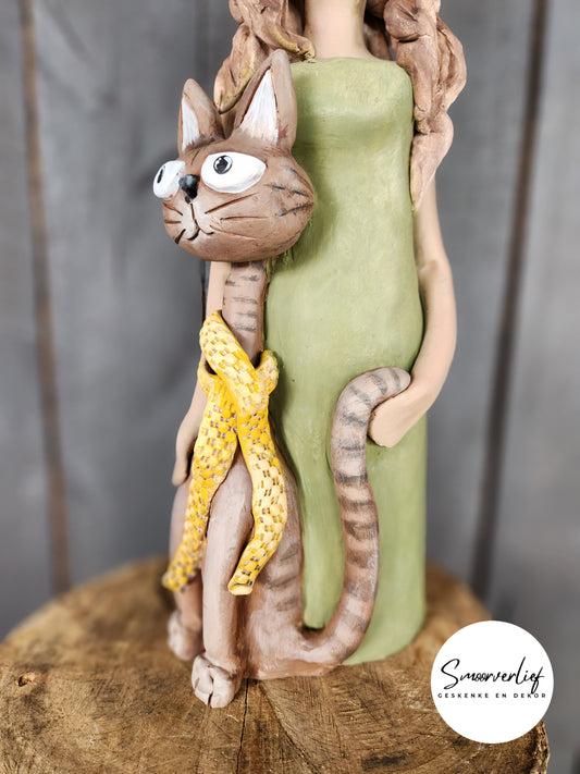 Pottery pop met kat