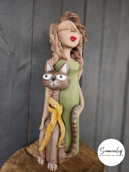 Pottery pop met kat
